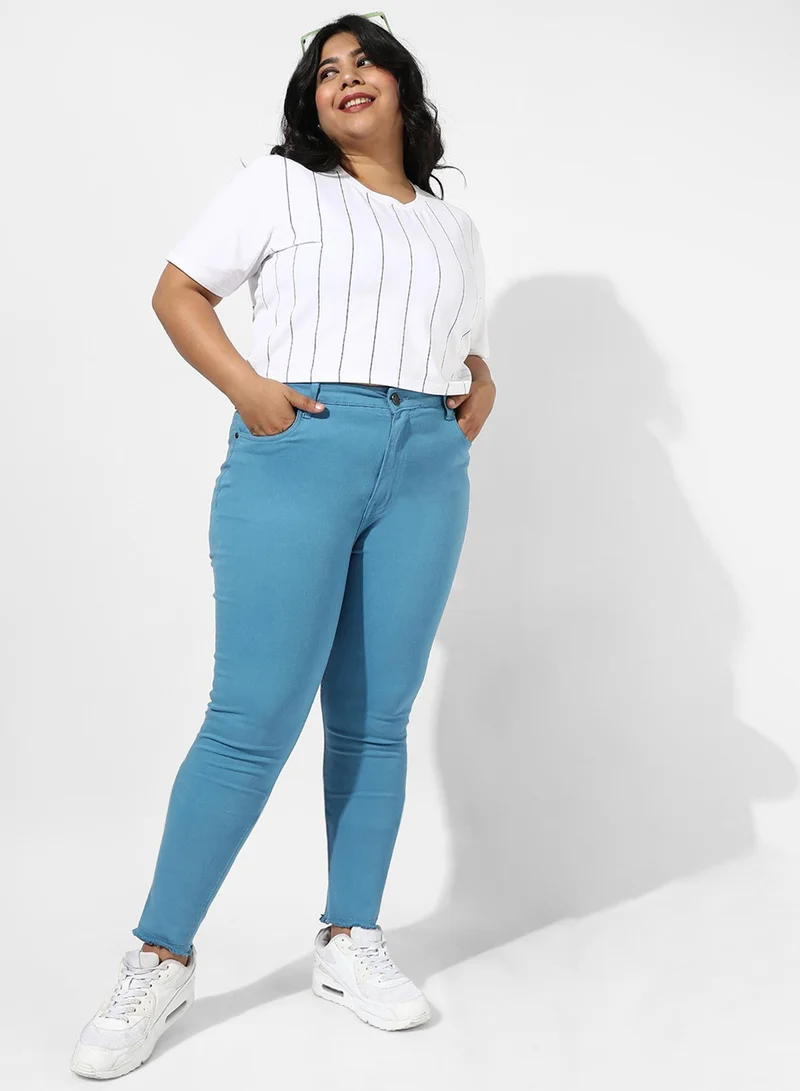 Instafab Plus Women's Blue Colour Pop Denim Jeans