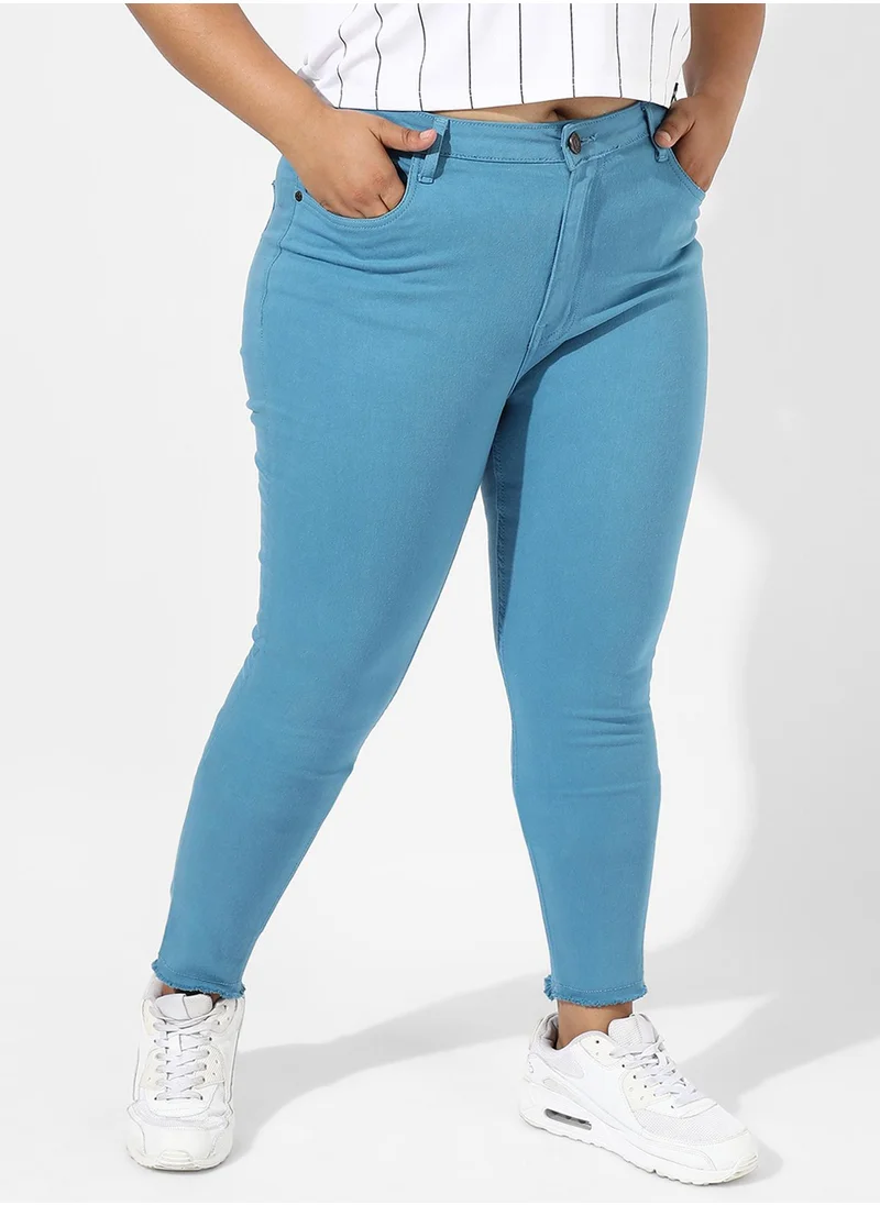 Instafab Plus Women's Blue Colour Pop Denim Jeans