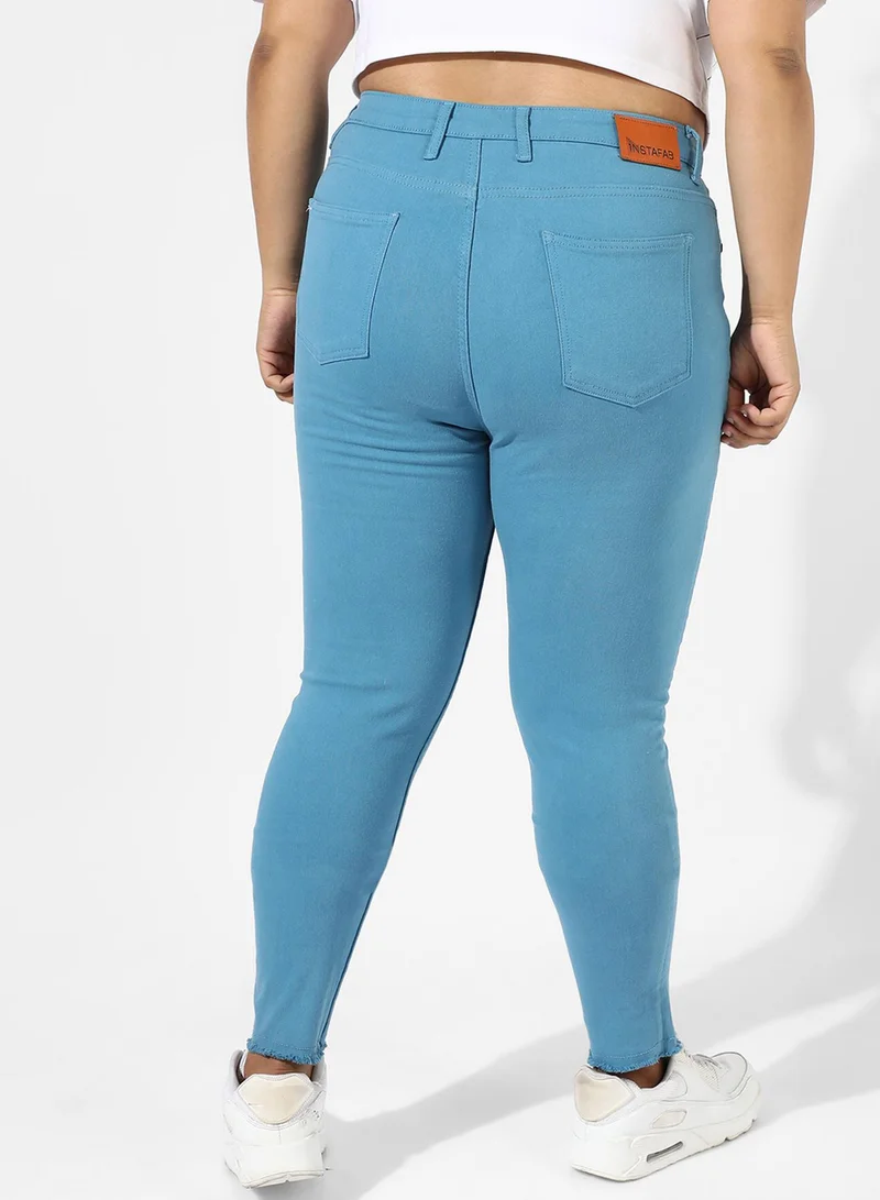 Instafab Plus Women's Blue Colour Pop Denim Jeans