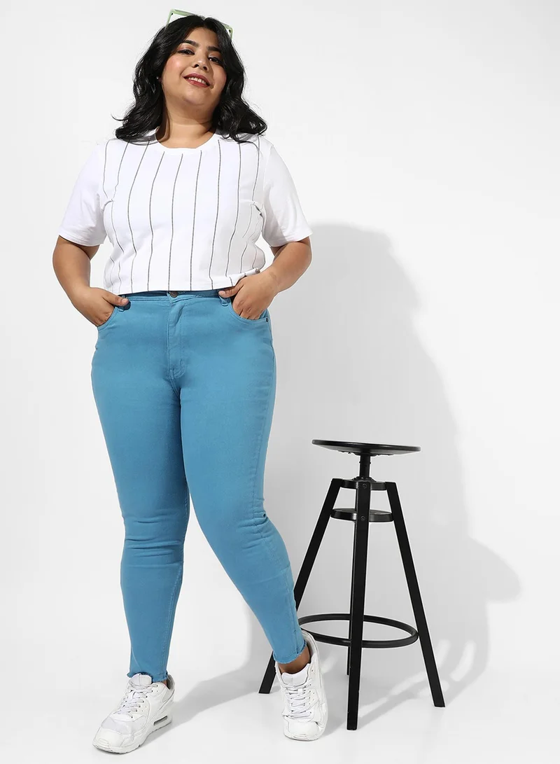 Instafab Plus Women's Blue Colour Pop Denim Jeans