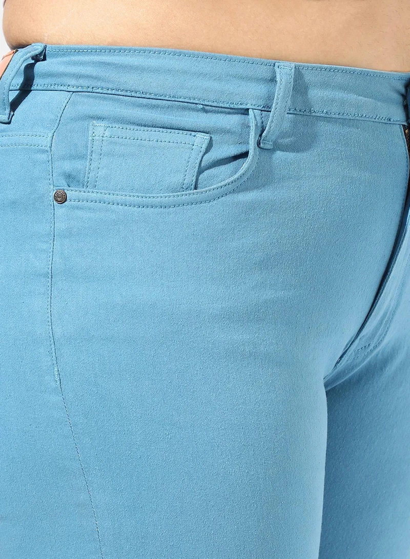 Instafab Plus Women's Blue Colour Pop Denim Jeans