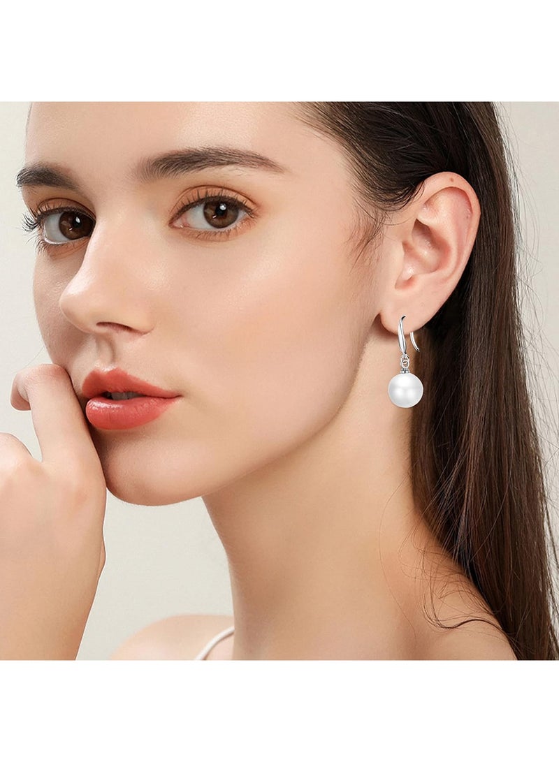 A Pair of S925 Sterling Silver Pearl Drop Earrings for Women Lightweight Dangle Earrings with Natural Shell Beads, Elegant Jewelry Gift for Eid, Wedding, Party, Daily Wear  - Image 2