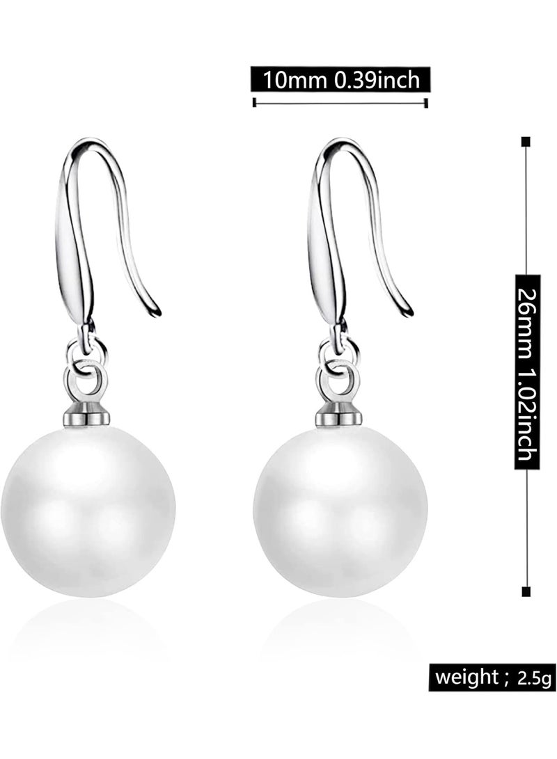 A Pair of S925 Sterling Silver Pearl Drop Earrings for Women Lightweight Dangle Earrings with Natural Shell Beads, Elegant Jewelry Gift for Eid, Wedding, Party, Daily Wear  - Image 3