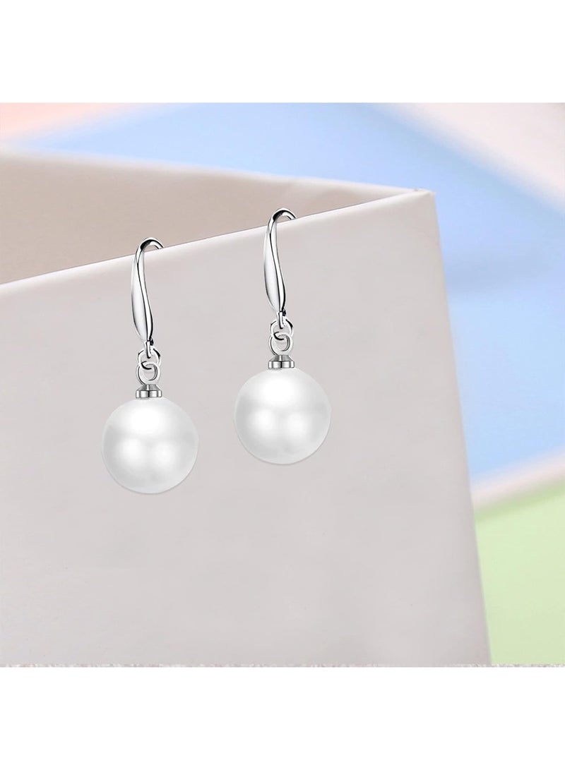 A Pair of S925 Sterling Silver Pearl Drop Earrings for Women Lightweight Dangle Earrings with Natural Shell Beads, Elegant Jewelry Gift for Eid, Wedding, Party, Daily Wear  - Image 5