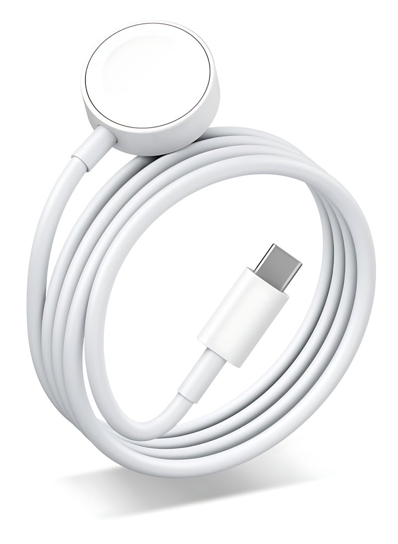 كابل شاحن ساعة USB C للشحن السريع متوافق مع Apple Watch، كابل شحن مغناطيسي متوافق مع الساعات Series 9/8/7/Ultra/Ultra2/SE2/6/5/4/3/2/1/SE1، كابل Type C بطول 1 متر - Image 1