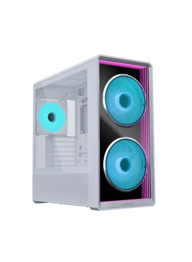 ليان لي هيكل كمبيوتر LANCOOL 217 INF متوسط ​​الحجم - تدفق هواء عالي، واجهة أمامية بمرآة RGB لا متناهية، لوحة جانبية من الزجاج المقسّى، يدعم وحدة معالجة الرسومات حتى 380 مم ومبرد وحدة المعالجة المركزية حتى 180 مم، مروحتان أماميتان 170 مم + خلفيتان 140 مم، إدارة كابلات متقدمة، متوافق مع وحدات تخزين HDD/SSD، لون أبيض | G99.LAN217INFW.00 - Image 1