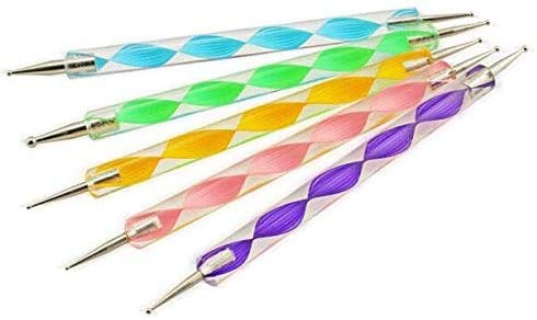 Aabhir TRADERS 5 pieces Nail Art Dotting Marbleizing Tool Pen for Nail Decoration Stamping Multicolour - Image 1