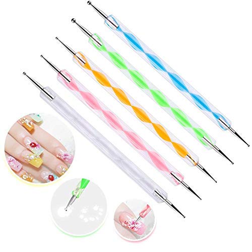 Aabhir TRADERS 5 pieces Nail Art Dotting Marbleizing Tool Pen for Nail Decoration Stamping Multicolour - Image 3