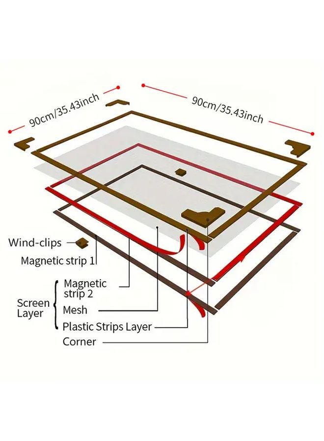 White Magnetic DIY Mosquito Net Window Screen Adjustable 120x120cm Easy Install - Image 5