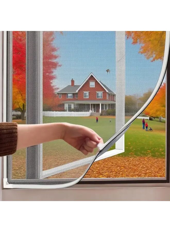 White Magnetic DIY Mosquito Net Window Screen Adjustable 120x120cm Easy Install - Image 2