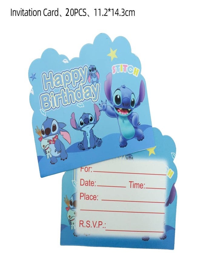 DRENGE 20pcs Stitch Birthday Invitations,Stitch Party Invitations Birthday Party Supplies Decoration (2) - Image 3
