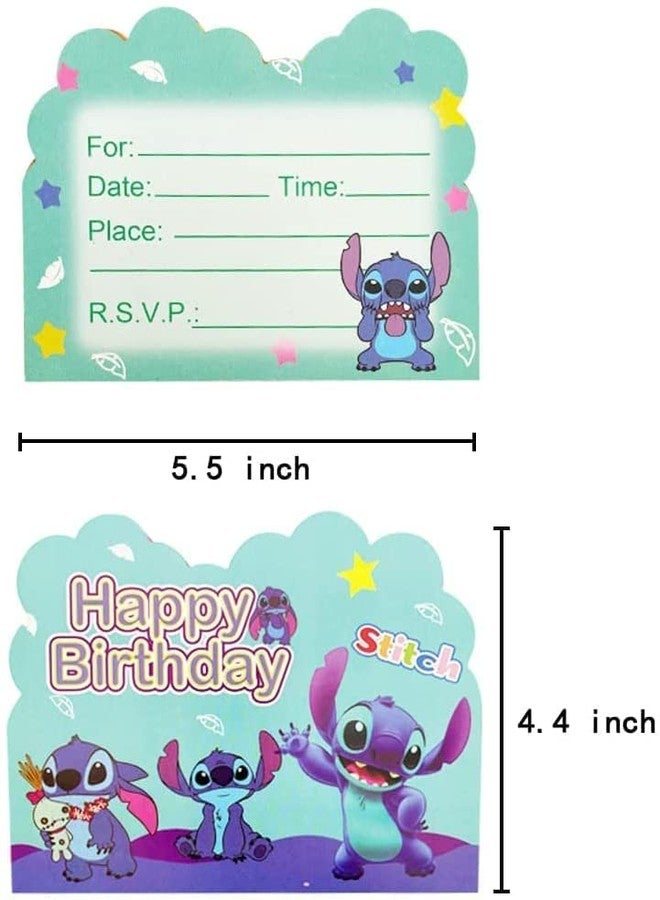 DRENGE 20pcs Stitch Birthday Invitations,Stitch Party Invitations Birthday Party Supplies Decoration (2) - Image 2