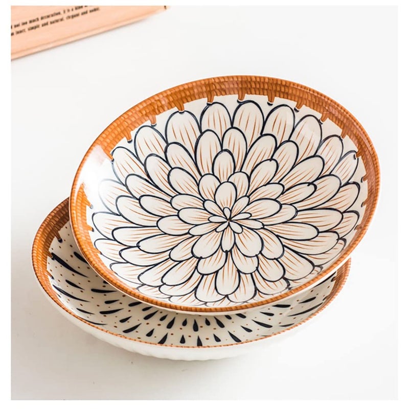 pepplo طقم أدوات المائدة من البورسلين pepplo، 6 قطع من الأطباق والأوعية مثالي للحفلات الداخلية والخارجية، آمن في غسالة الصحون، طقم جميل للسلطة، المعكرونة، العشاء، الحلوى (4 أوعية + 2 طبق) - Image 4