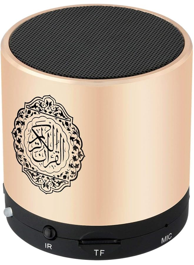 إيروريكس مكبر صوت للتحكم عن بعد، مكبر صوت محمول للقرآن الكريم، مشغل إم بي 3، 8 جيجابايت، تي إف إم، مترجم القرآن الكريم، مكبر صوت قابل لإعادة الشحن عبر يو إس بي، ذهبي - Image 1