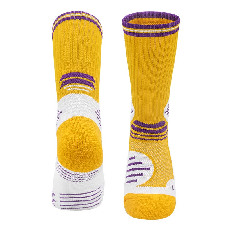 Generic Kids Basketball Non-Slip Socks Summer High-Top C yellow/purple - Image 1