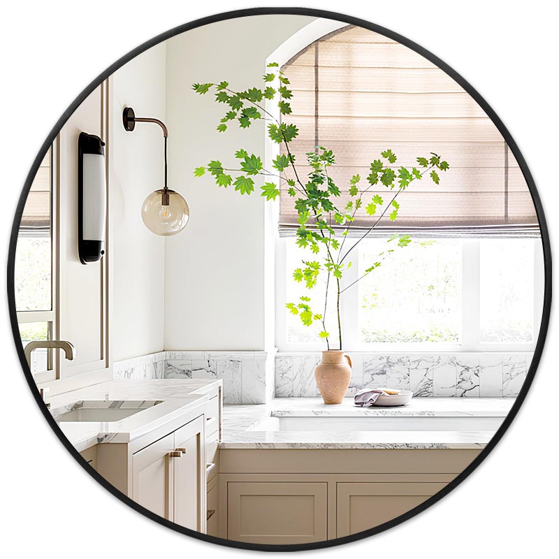 Fabuday Black Circle Mirror for Wall Decor 18 Inch Bathroom Round Mirror with Matte Frame Small Circular Mirrors for Entryway Hallyway Living Room Bedroom