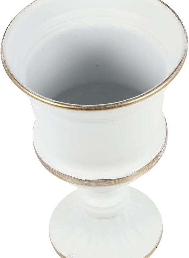 مزهرية معدنية كلاسيكية بأزهار، قطعة مركزية ريفية للطاولة لتزيين المنزل في الداخل والخارج - Image 1