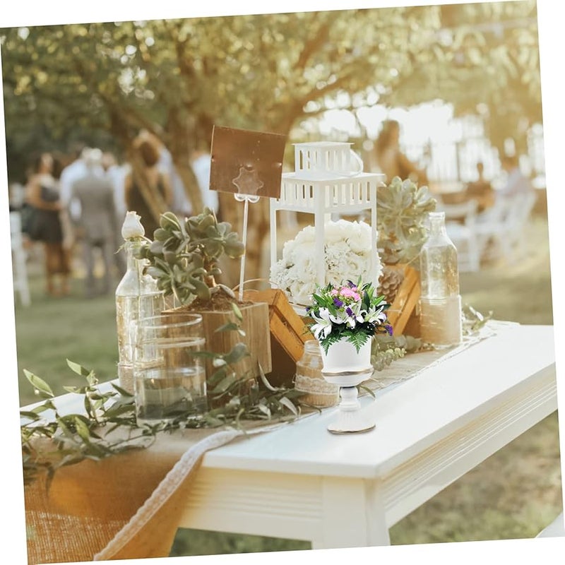 مزهرية معدنية كلاسيكية بأزهار، قطعة مركزية ريفية للطاولة لتزيين المنزل في الداخل والخارج - Image 4