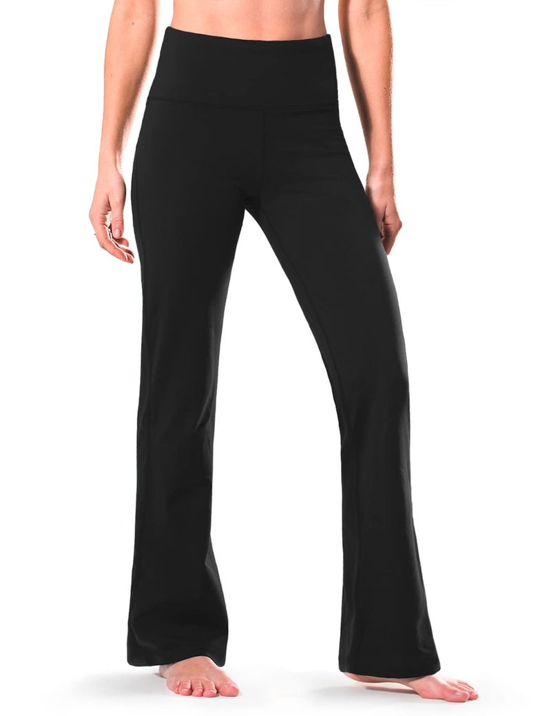 Safort 28" 30" 32" 34" Inseam Regular Tall High Waisted Bootcut Yoga Pants, 2 Pockets, Black, S - Image 1