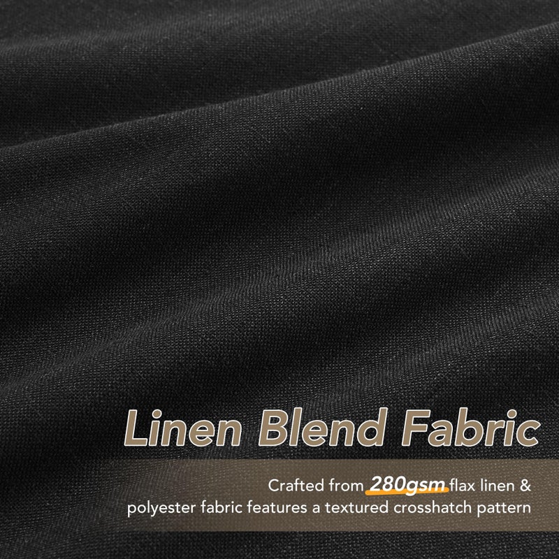 Nanspring Black Linen Blackout Curtains for Bedroom 84 Inch Length 2 Panels Set Back Tab Pocket Neutral Farmhouse Living Room Darkening Curtains Track System Thermal Insulated Black Out Drapes 52x84 - Image 4