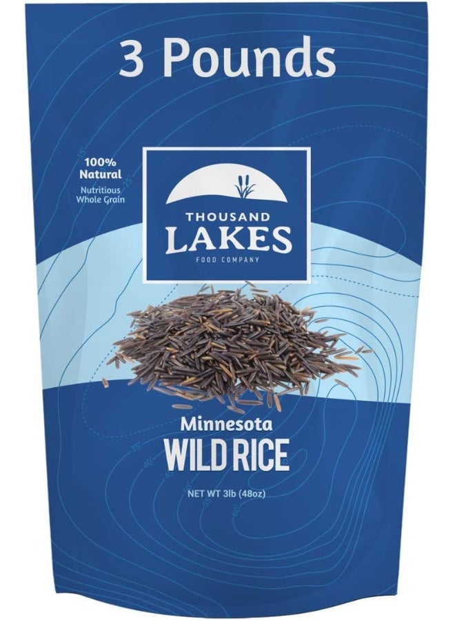 Thousand Lakes أرز بري من بحيرات الألف المزروع في مينيسوتا - 3 أرطال (48 أونصة) - كيس بالجملة | 100% أرز بري | طبيعي بالكامل - Image 1