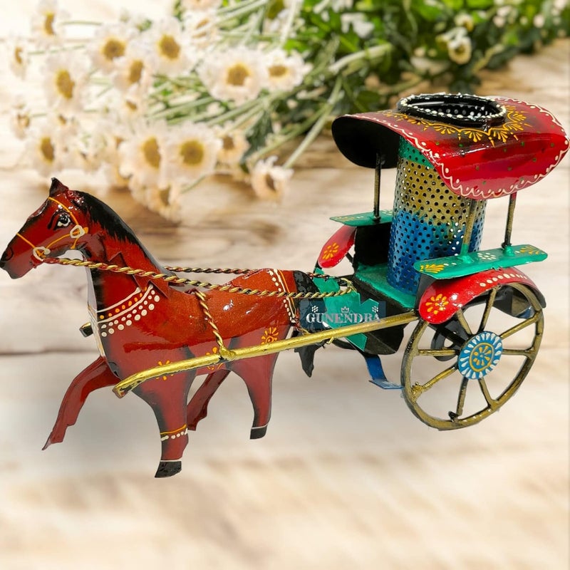 GUNENDRA Crafts DeerElephantTongaEngine PENSTAND Rajasthani Home Decor Handicrafts Home Decorative Items in Living Room Bedroom Showpiece Gifts 30x12x17 CM - Image 1
