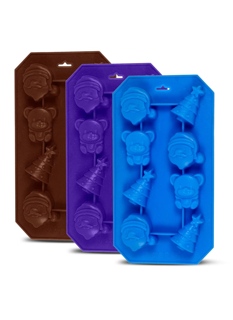 Karp KARP Christmas Multi Shape Mold Silicone 8 Cavity Cake Baking Mold Chocolate Candies Gummy Handmade Soap Ice Cube Biscuit Moulds No-Stick Christmas Baking Trays Pan Multi Use -2Pcs  - Image 1