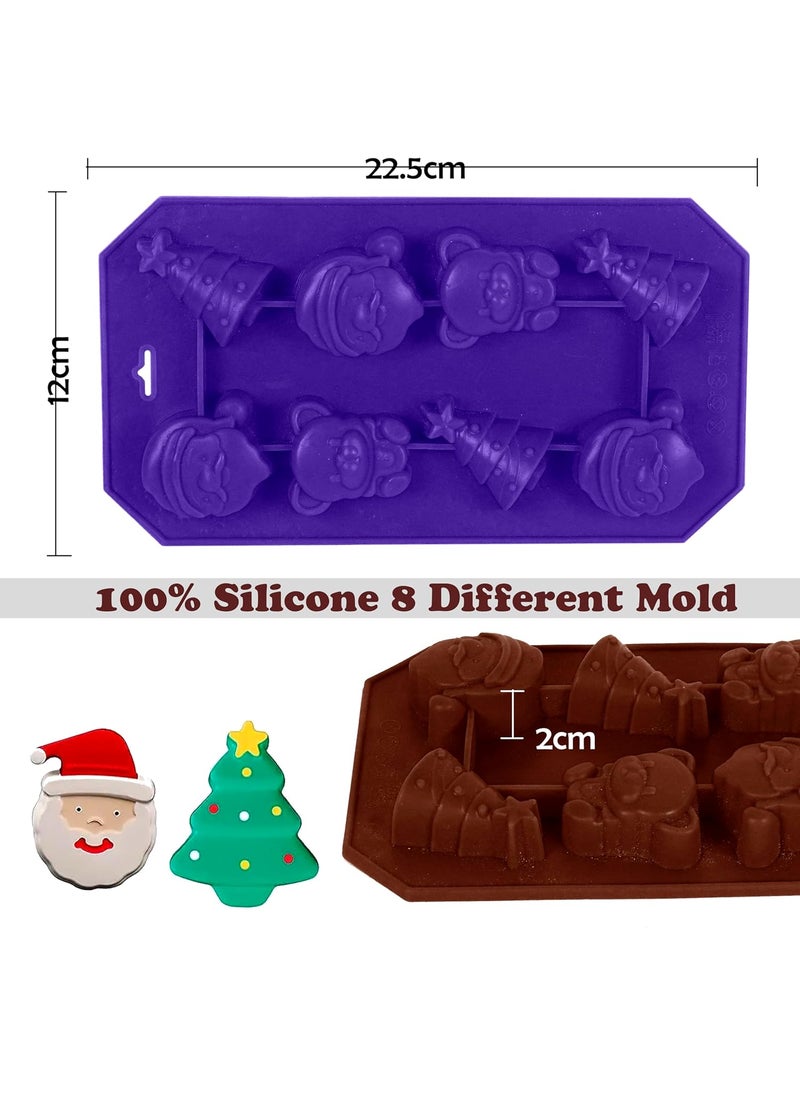 Karp KARP Christmas Multi Shape Mold Silicone 8 Cavity Cake Baking Mold Chocolate Candies Gummy Handmade Soap Ice Cube Biscuit Moulds No-Stick Christmas Baking Trays Pan Multi Use -2Pcs  - Image 2