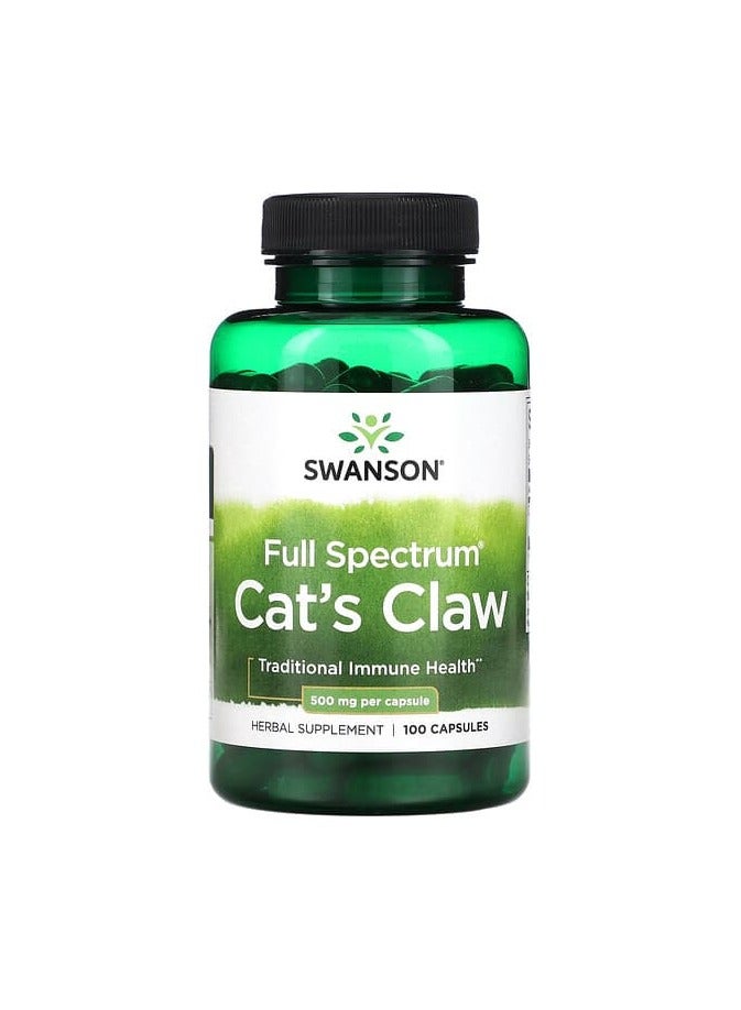 SWANSON Full Spectrum Cat's Claw, 500 mg, 100 Capsules