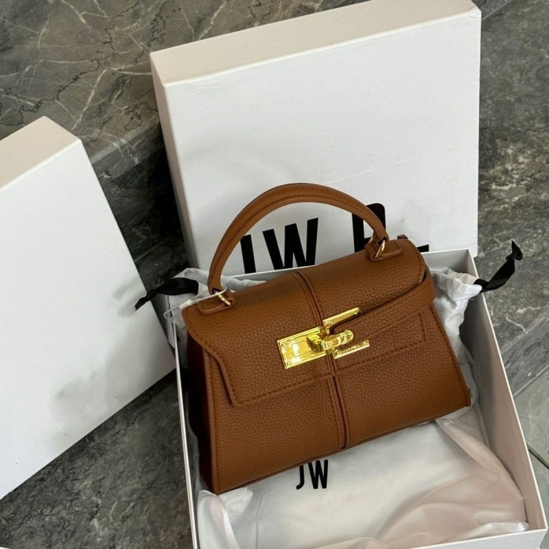 Cow Leather Kelly Bag Hand-Held Car Stitching Design Armpit Crossbody Bag Elegant Versatile Bag - Image 2