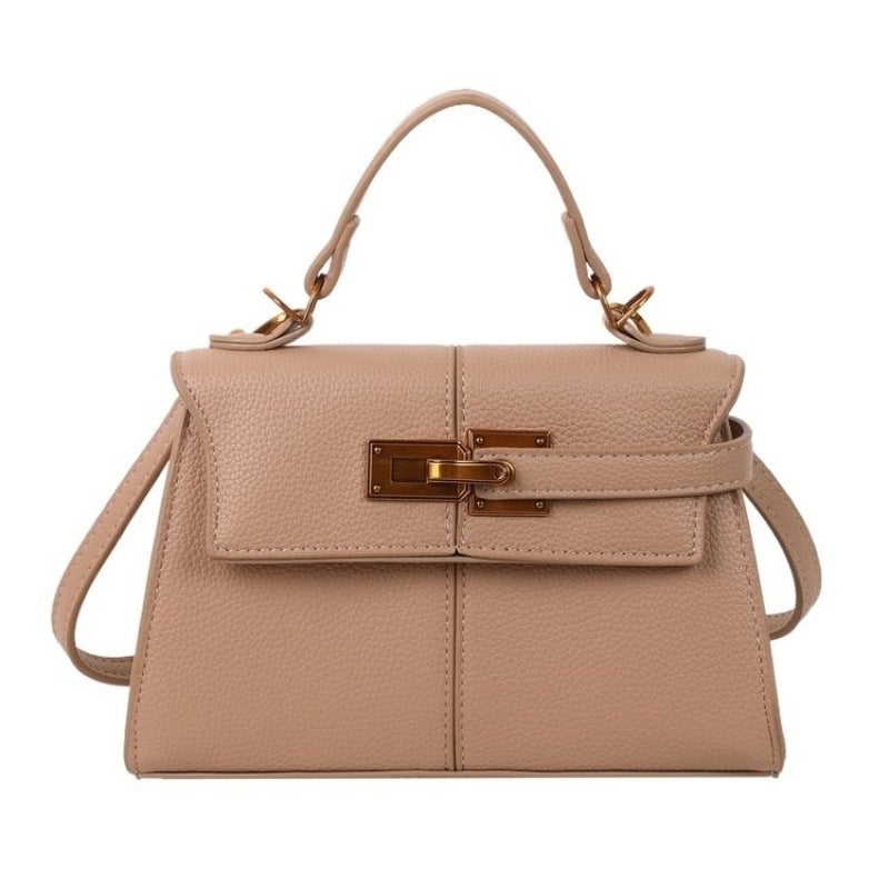 Cow Leather Kelly Bag Hand-Held Car Stitching Design Armpit Crossbody Bag Elegant Versatile Bag - Image 5