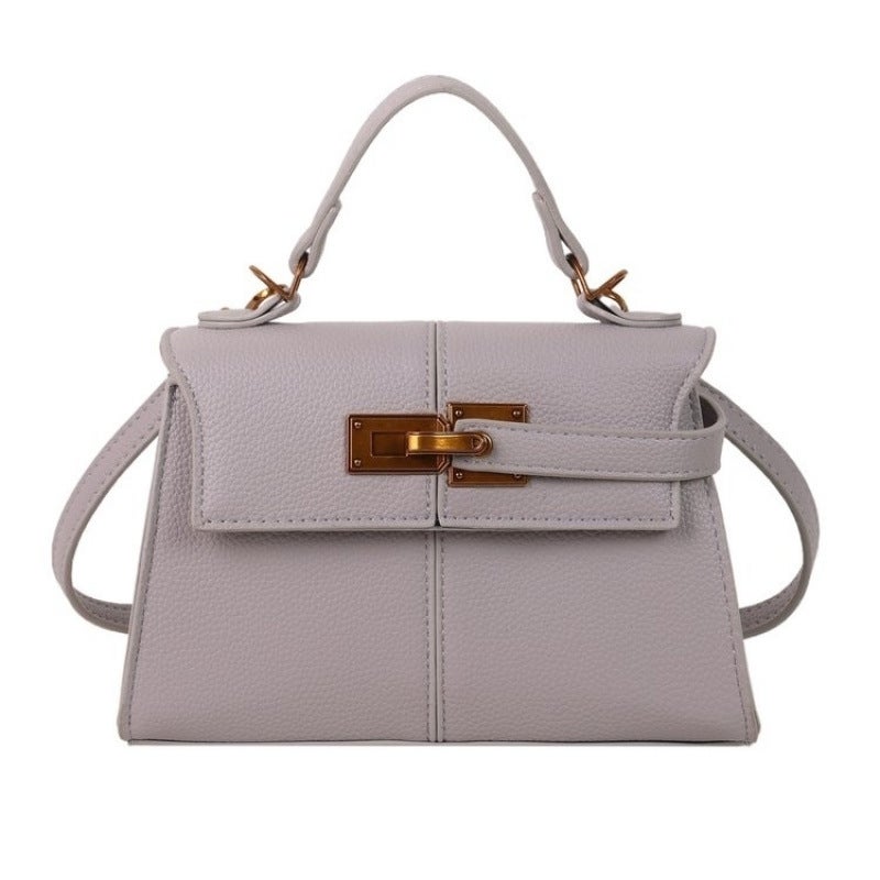 Cow Leather Kelly Bag Hand-Held Car Stitching Design Armpit Crossbody Bag Elegant Versatile Bag - Image 1