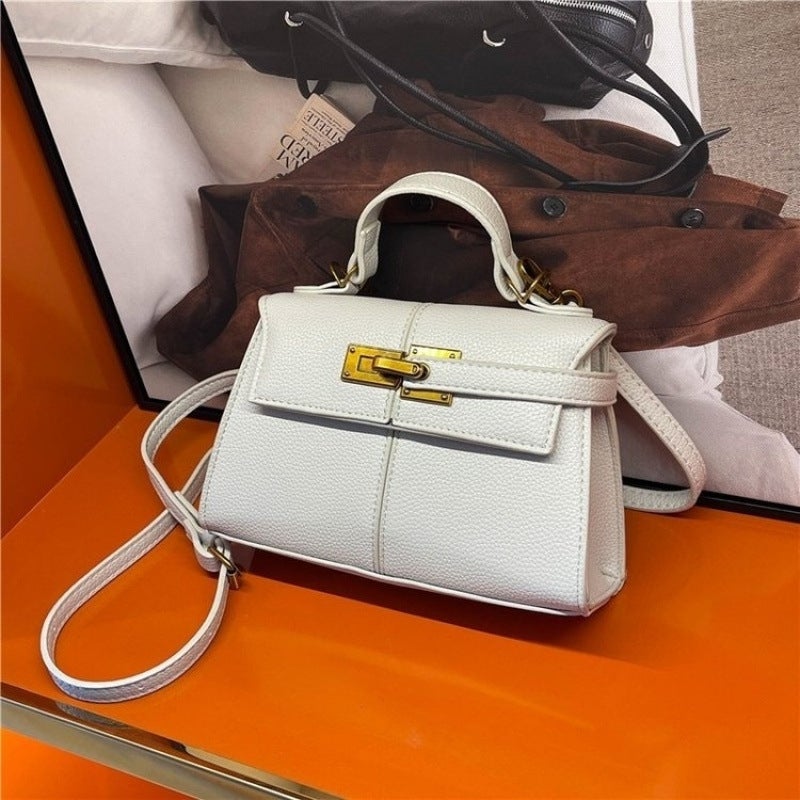 Cow Leather Kelly Bag Hand-Held Car Stitching Design Armpit Crossbody Bag Elegant Versatile Bag - Image 4