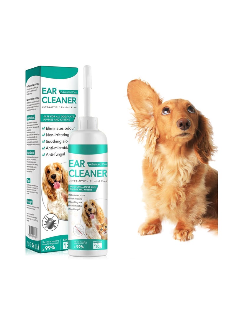 SYOSI Dog and Cat Ear Cleaner, Gentle Ear Cleaning Solution for Odor Control and Ear Care, Suitable for Puppies, Cats, and Dogs, Soothes and Cleans Ears - Image 1