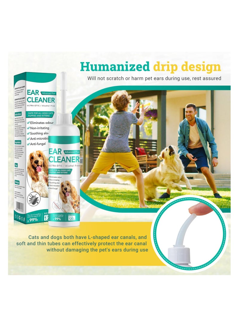 SYOSI Dog and Cat Ear Cleaner, Gentle Ear Cleaning Solution for Odor Control and Ear Care, Suitable for Puppies, Cats, and Dogs, Soothes and Cleans Ears - Image 2