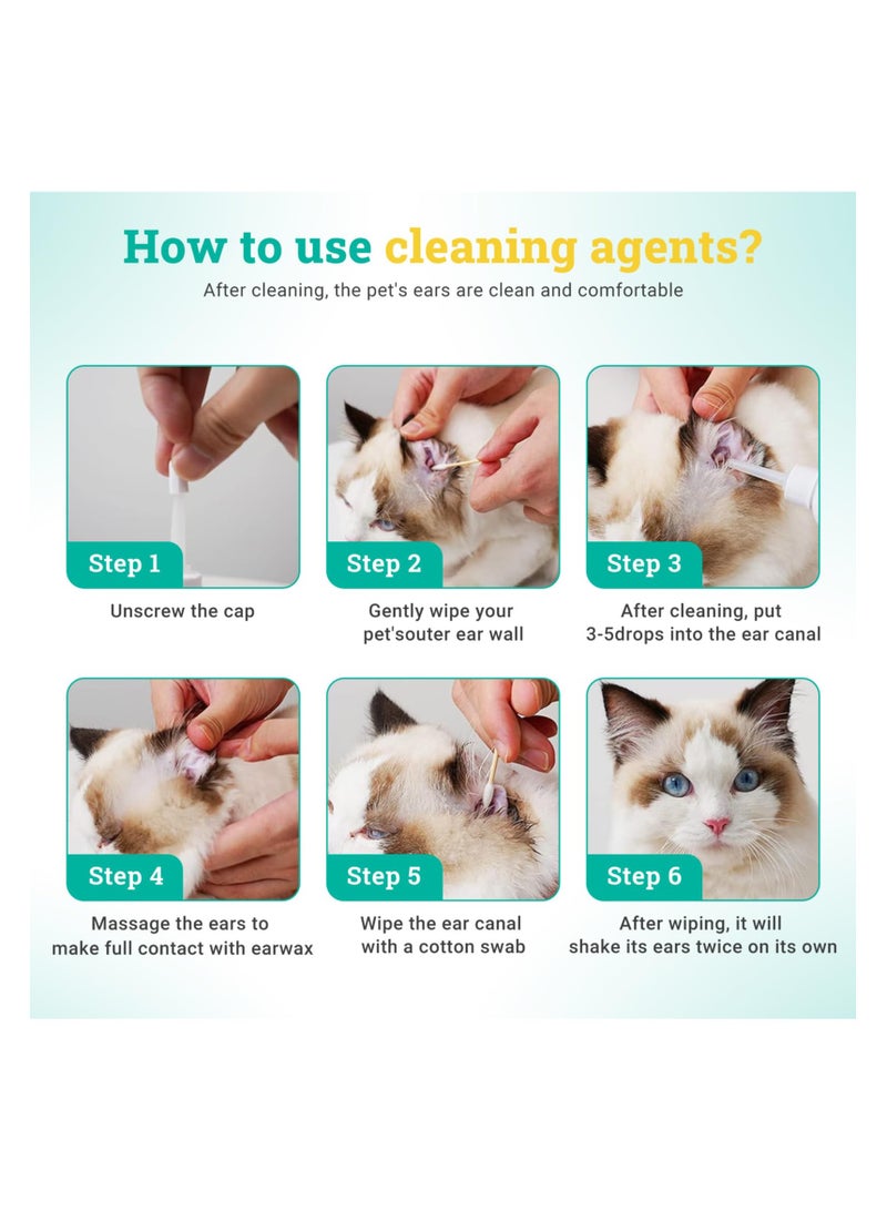 SYOSI Dog and Cat Ear Cleaner, Gentle Ear Cleaning Solution for Odor Control and Ear Care, Suitable for Puppies, Cats, and Dogs, Soothes and Cleans Ears - Image 4