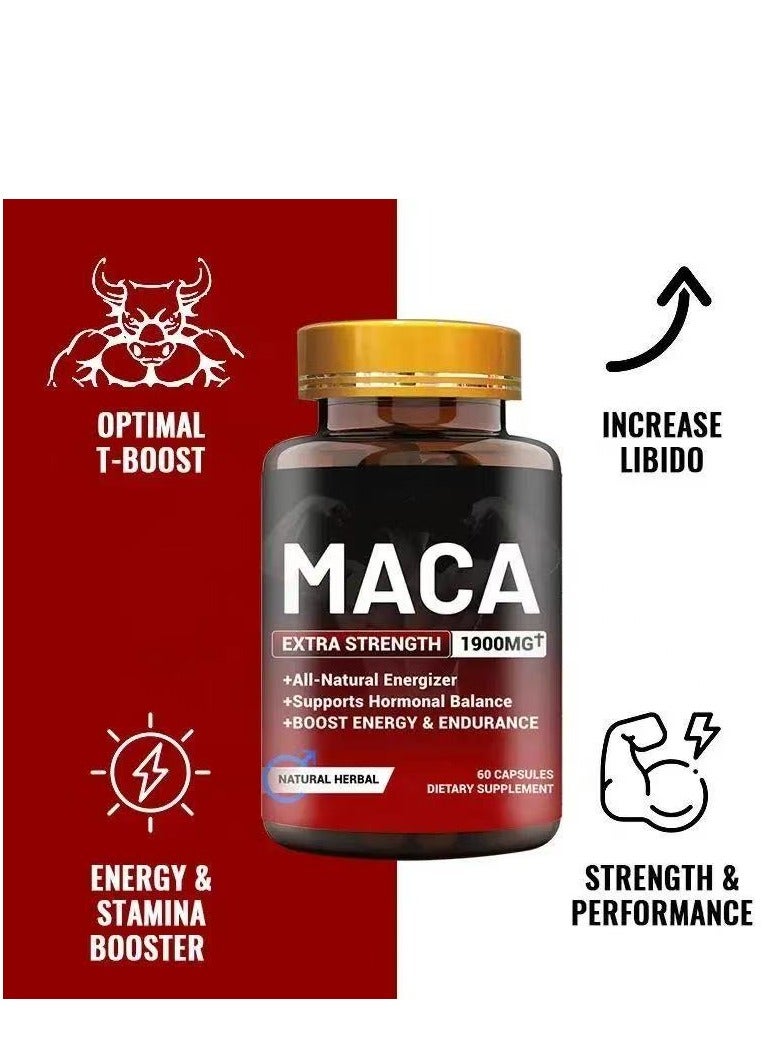 Wins Town 60 Capsules Organic Maca Root Powder Capsules 1900 mg with Ashwagandha Ginseng Tribulus Maca Root Extract Supplement Highlighting Efficacy and Natural Organic Features for Men and Women Vegan Pills - Image 5