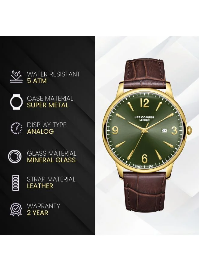 Lee Cooper  Men's Leather 3H Watch LC08379.172 - 40 mm for Men | Best Price UAE