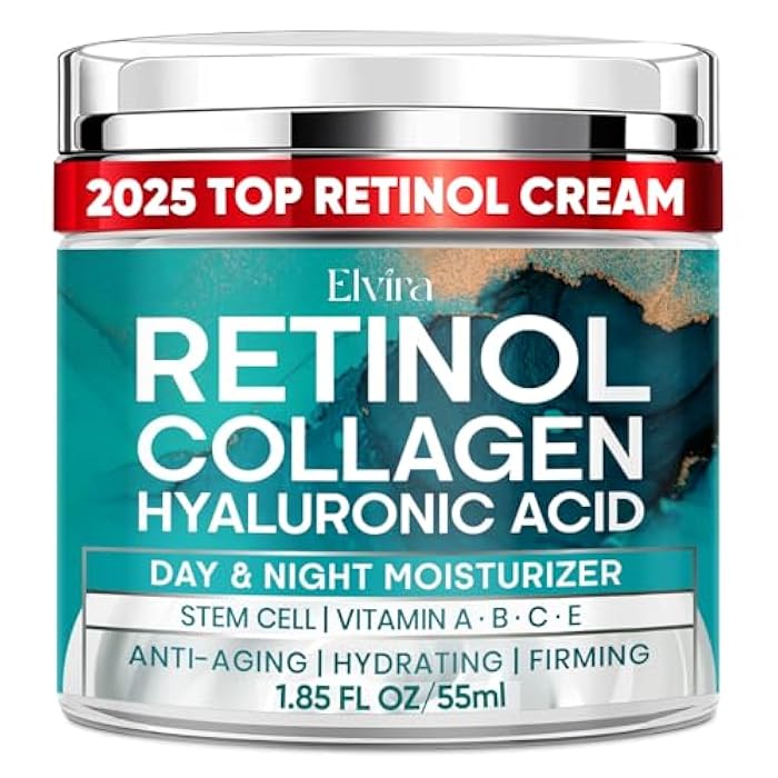 Elvira Retinol Anti Aging Face Moisturizer- Collagen Cream With Stem Cell & Hyaluronic Acid, Instant Face Lift Cream for Skin Tightening and Firming, Wrinkle Smoother for Women & Men, 1.85 Fl Oz - Image 1