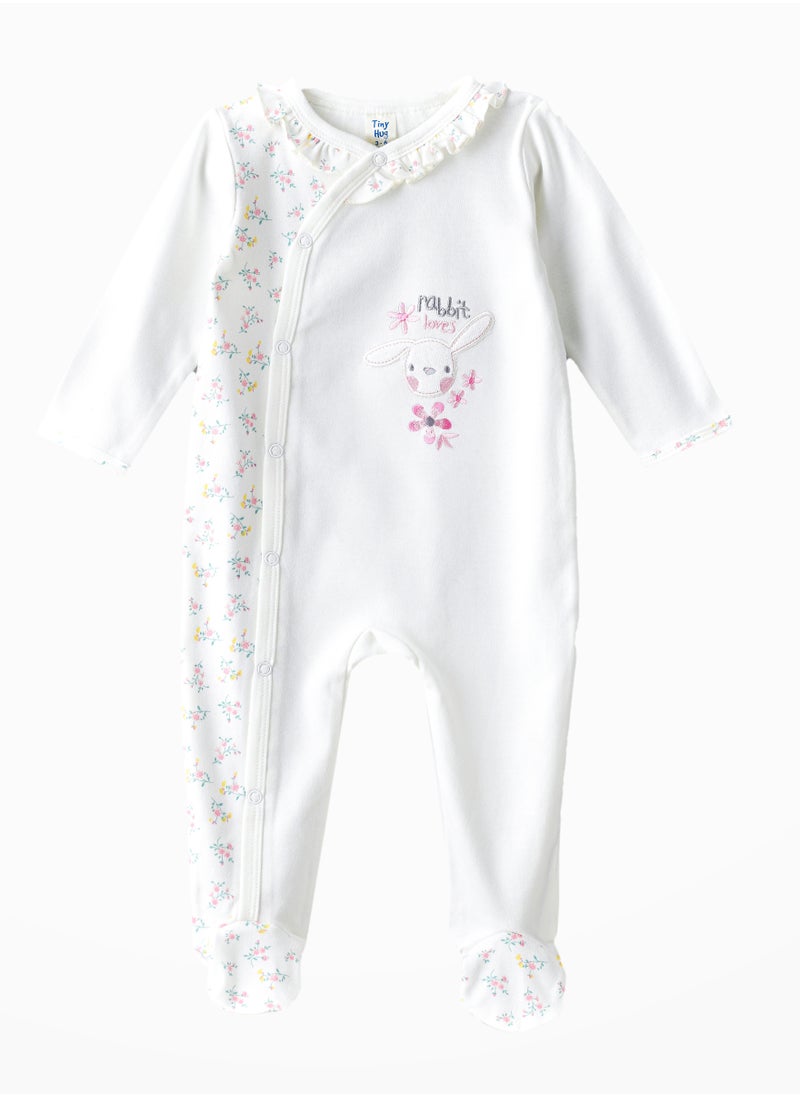 Tiny Hug Baby Girls' Cotton Knit Sleepsuit  - Image 1