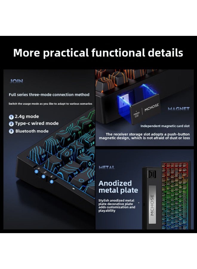MCHOSE Mai From G75 Customized Mechanical Keyboard Gasket Structure Three-mode Full Key Hot Plug Electronic Competition Keyboard-Color:G75pro White Equal High Line Matcha Latte Shaft V2