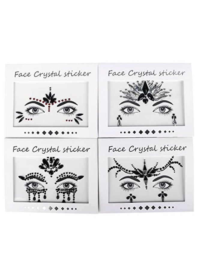 Bowitzki Halloween Face Jewels Festival Design Women Mermaid Face Gems Rhinestone Crystals Stickers Eyes Body Temporary Tattoos (Black-B)  - Image 2