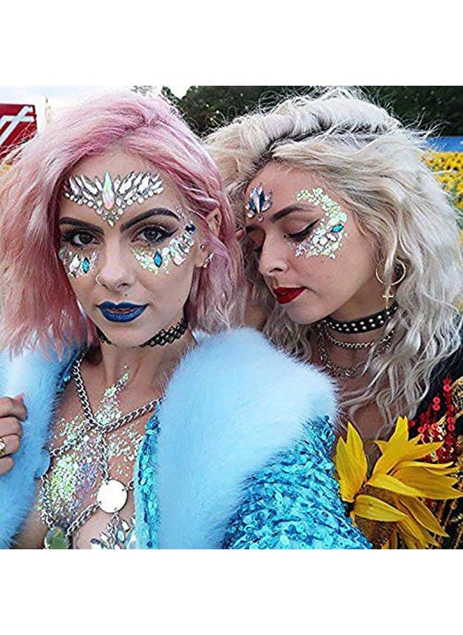 Bowitzki Halloween Face Jewels Festival Design Women Mermaid Face Gems Rhinestone Crystals Stickers Eyes Body Temporary Tattoos (Black-B)  - Image 4
