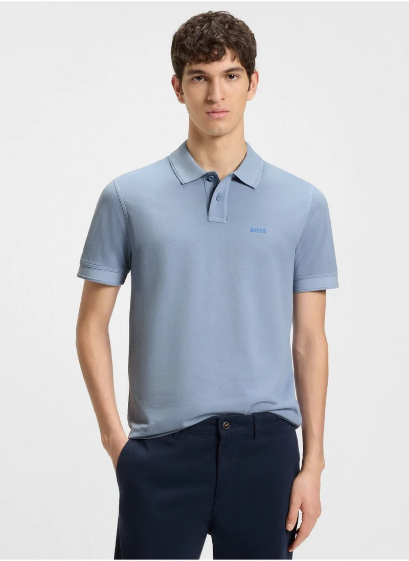 BOSS Cotton-piqué polo shirt with logo print