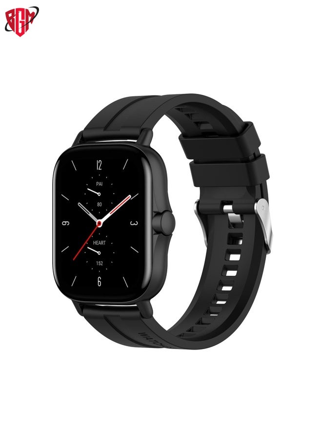 BGM Watch Band Strap For Amazfit GTS 2e / GTS 2 20mm Silicone Watch Band with Silver Buckle(Black)  - Image 4