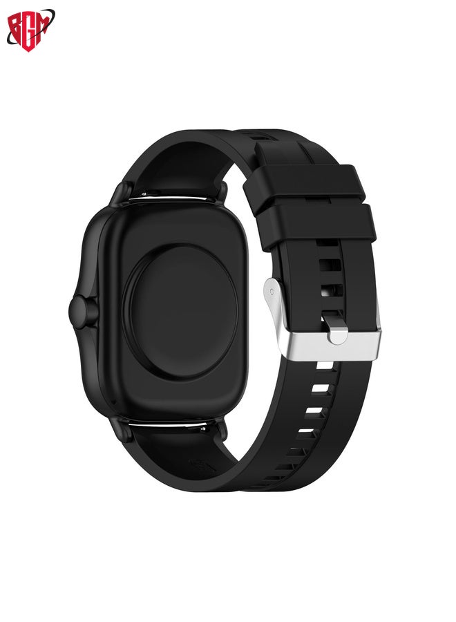 BGM Watch Band Strap For Amazfit GTS 2e / GTS 2 20mm Silicone Watch Band with Silver Buckle(Black)  - Image 5