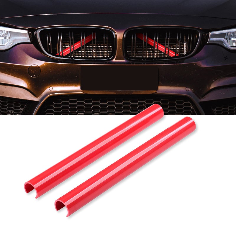 Generic AggAuto Grille Inserts Compatible With BMW F10, 5 Series GT 2009-2016/ Sedan 2010-2016/ Touring 2011-2016/ X1 2015-2022/X2 2017-2023 Red Grill Insert Stripes Accessories  - Image 1