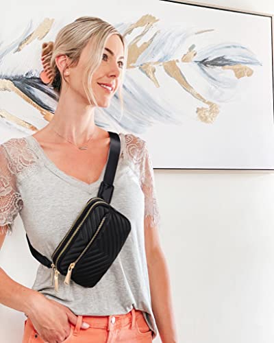 UTO Fanny Pack for Women Men Belt Bag Waterproof Waist Pack Fashion Lightweight Chest Bags with 3 Zip Pockets for Travel Running Hiking Cycling - Image 2