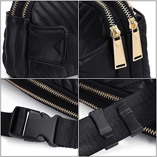 UTO Fanny Pack for Women Men Belt Bag Waterproof Waist Pack Fashion Lightweight Chest Bags with 3 Zip Pockets for Travel Running Hiking Cycling - Image 4