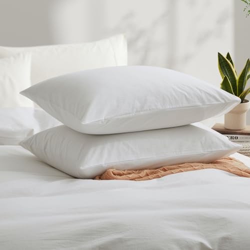 LOVQUE 100% Washed Cotton Duvet Cover Queen Size, White Linen Like Breathable Natural Bedding Set (No Comforter), 90x90 Inches - Image 3
